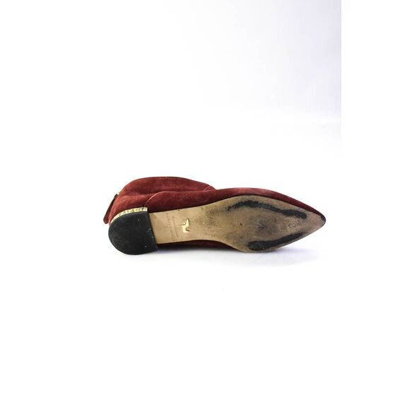 Chaussure Lapin Womens Pointed Toe Flat Booties Maroon Suede Size 250cm 8.5 - Picture 4 of 10